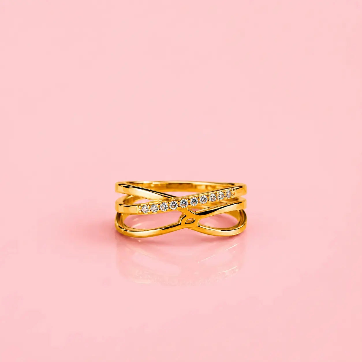 Celeste Crossover 18k gold plated ring | Tvayi