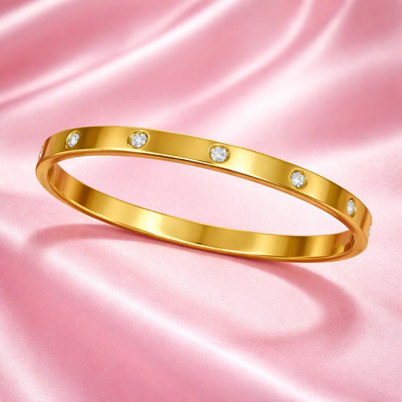Celeste Crystal Bangle – 18K Gold Plated Elegant Bracelet for Women | Tvayi