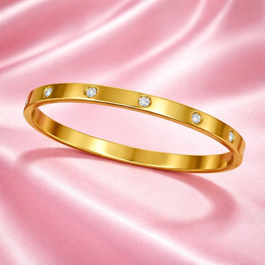 Celeste Crystal Bangle – 18K Gold Plated Elegant Bracelet for Women | Tvayi