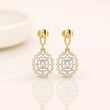 Celeste Diamond Halo Drop Earrings in 9KT Gold | Tvayi