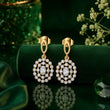 Celeste Diamond Halo Drop Earrings in 9KT Gold | Tvayi