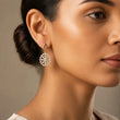 Celeste Diamond Halo Drop Earrings in 9KT Gold | Tvayi