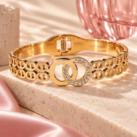 18K Gold Plated Interlocking Circle Bracelet