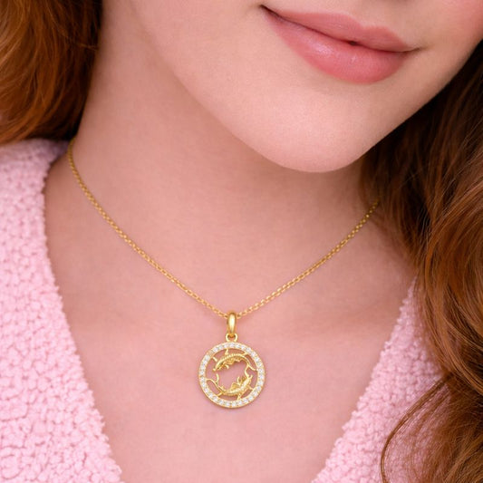 Celestial Pisces Zodiac Necklace – 18K Gold Plated Premium Demi-Fine Jewellery for Her | Tvayi