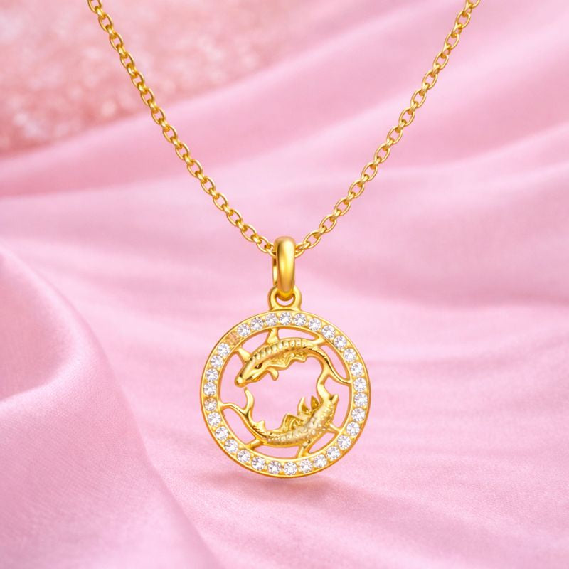 Celestial Pisces Zodiac Necklace – 18K Gold Plated Premium Demi-Fine Jewellery for Her | Tvayi
