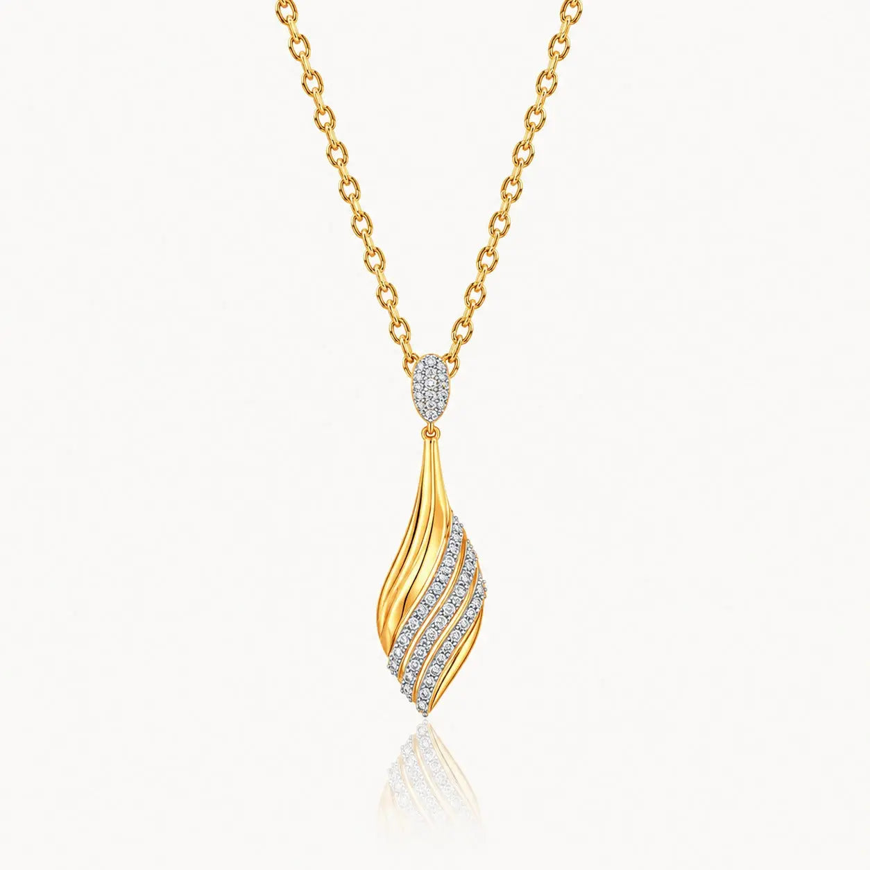 Celestial Wave Diamond Pendant Necklace | Tvayi