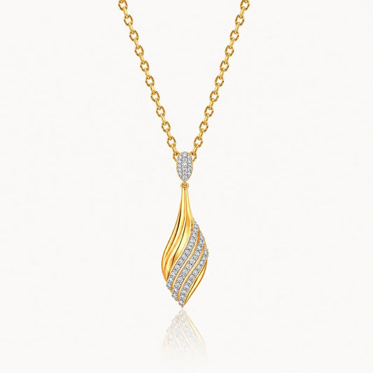 Celestial Wave Diamond Pendant Necklace | Tvayi