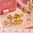 Cerise Double Heart Charm Ring detailed view showing gold finish adjustable band and cherry inspired design – TVAYI