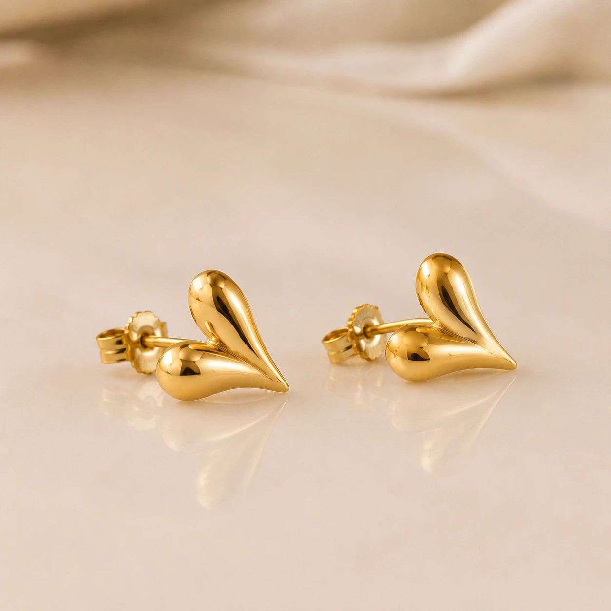 Sculpted Heart 18K Gold Plated Stud Earrings – Statement Gifting Jewellery for Women | Tvayi