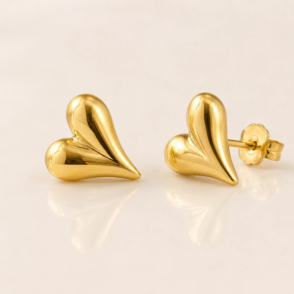Sculpted Heart 18K Gold Plated Stud Earrings – Statement Gifting Jewellery for Women | Tvayi