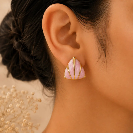 Blush Petal 18K Gold Plated Statement Earrings