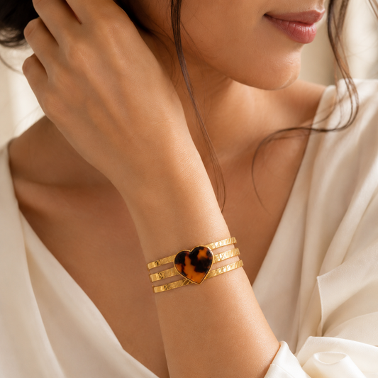 Tortoise Heart Cuff Bracelet – 18K Gold Plated | Tvayi