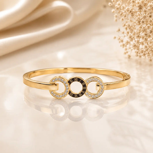 Roman Crystal Circle Bracelet – 18K Gold Plated | Tvayi