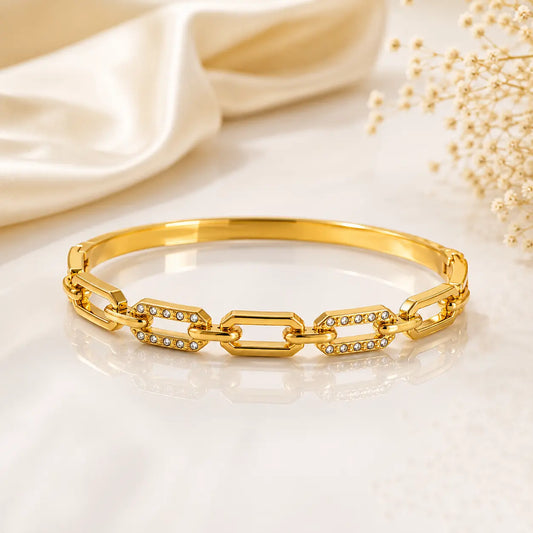 Crystal Link Chain Bracelet – 18K Gold Plated | Tvayi