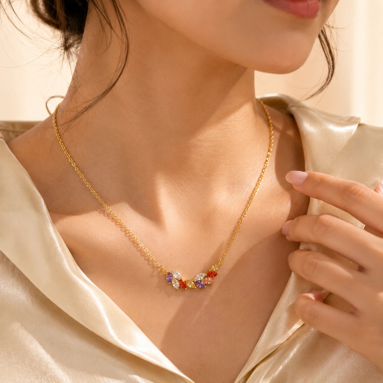 Multicolored Gemstone Vine Necklace | Tvayi