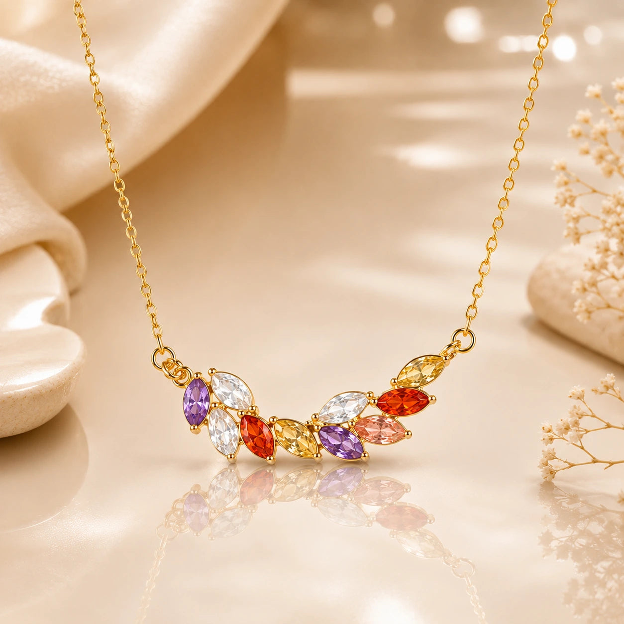 Multicolored Gemstone Vine Necklace | Tvayi