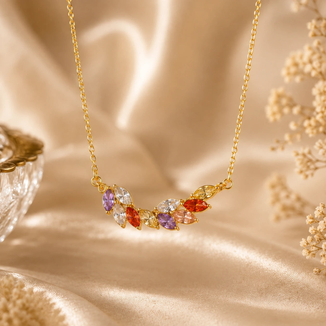 Multicolored Gemstone Vine Necklace | Tvayi