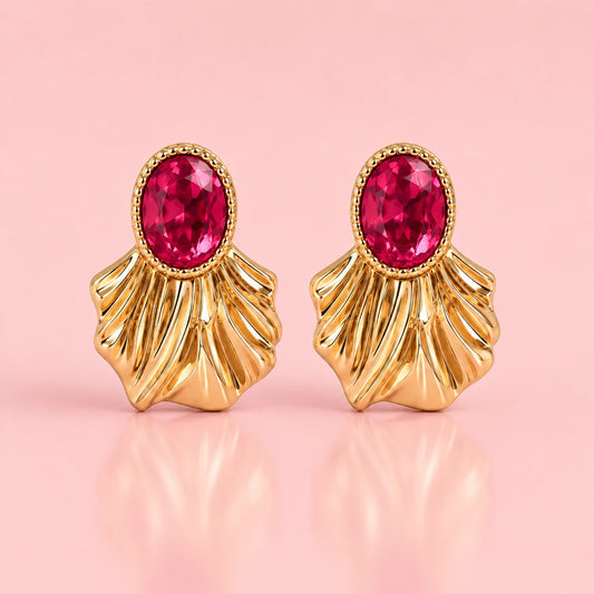 Ruby Fan Statement Earrings