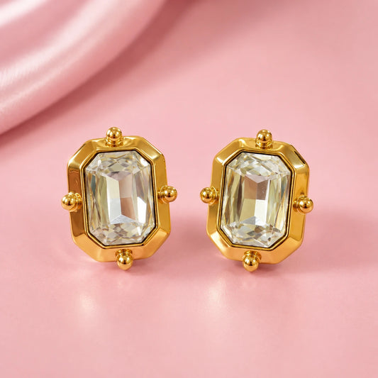 Crystal Frame Statement Stud Earrings