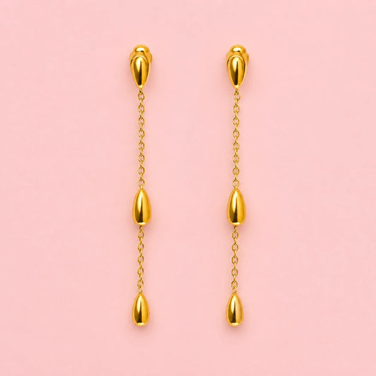 Golden Teardrop Chain Earrings
