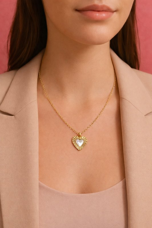 Heart Pendant Minimal Necklace | 18K Gold Plated Waterproof Demi-Fine Jewellery | Tvayi