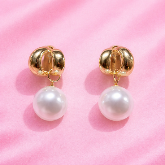 Pearl Drop Minimal Earrings | 18K Gold Plated Waterproof Demi-Fine Jewellery | Tvayi