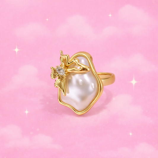 Aurora Pearl Bloom Ring – 18K Gold Vermeil Waterproof Demifine Jewellery | Tvayi