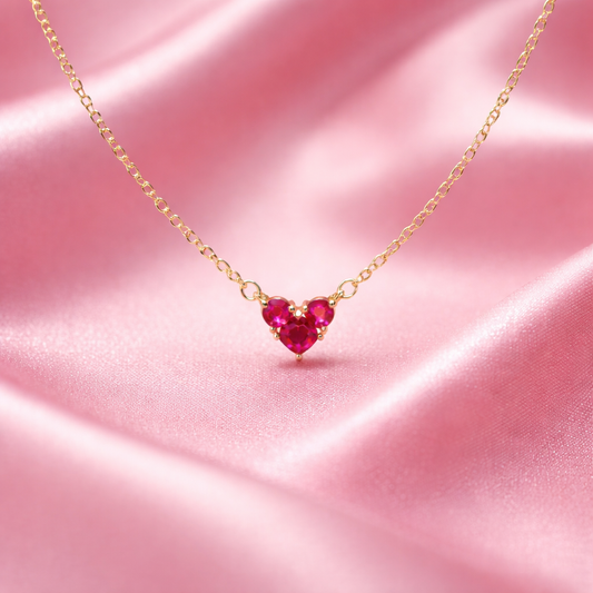 Ruby Heart Pendant Necklace – 18K Gold Plated Premium Demi-Fine Jewellery | Tvayi