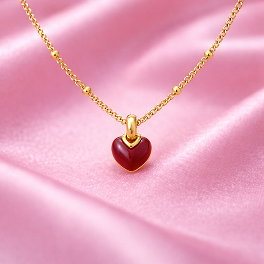 Red Carnelian Heart Gold-Plated Necklace | Tvayi