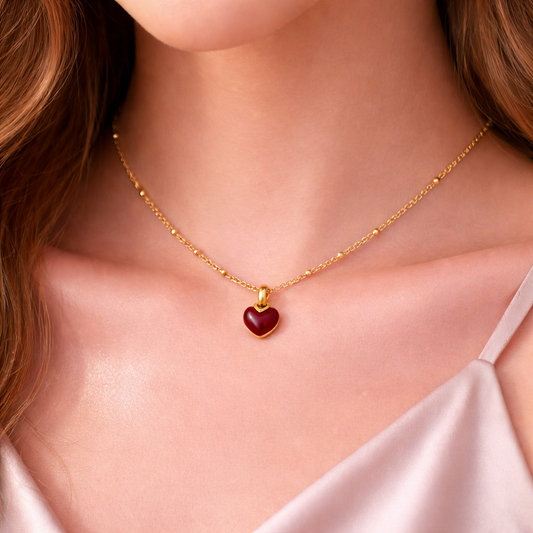 Red Carnelian Heart Gold-Plated Necklace | Tvayi