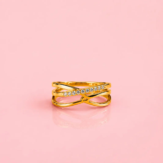 Celeste Crossover Gold Ring | Tvayi