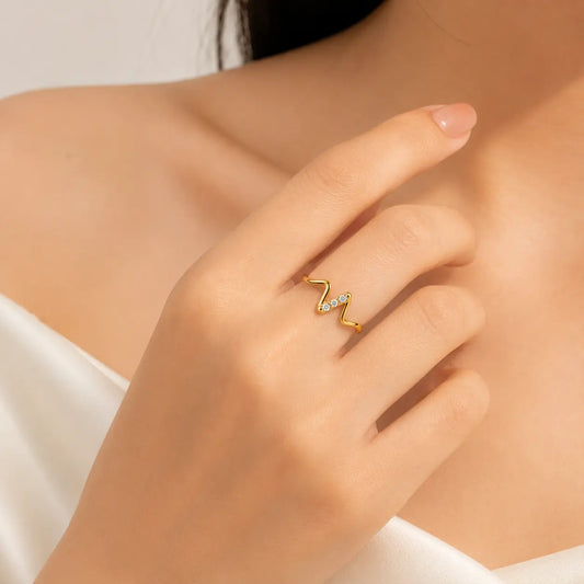 Ziva Spark Wave 18k gold plated Ring