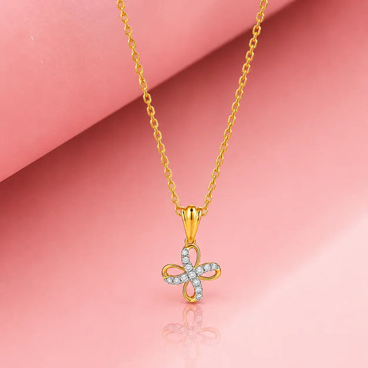 9KT Gold Lab Grown Diamond Butterfly Pendant Necklace for Women | Elegant Fine Jewelry