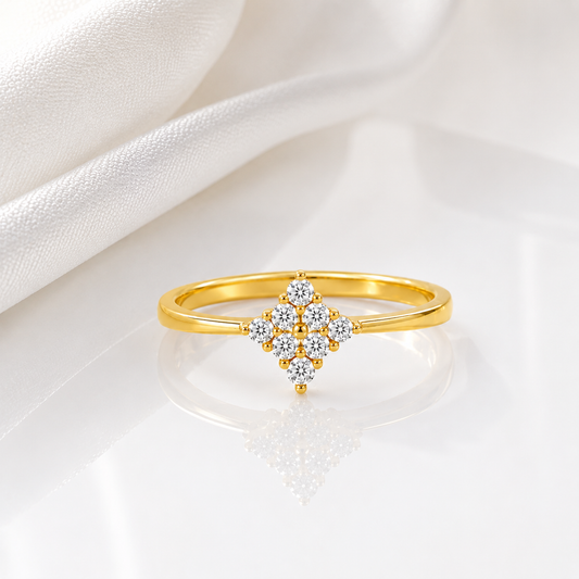 9KT Gold Floral Lab Grown Diamond Ring | Tvayi