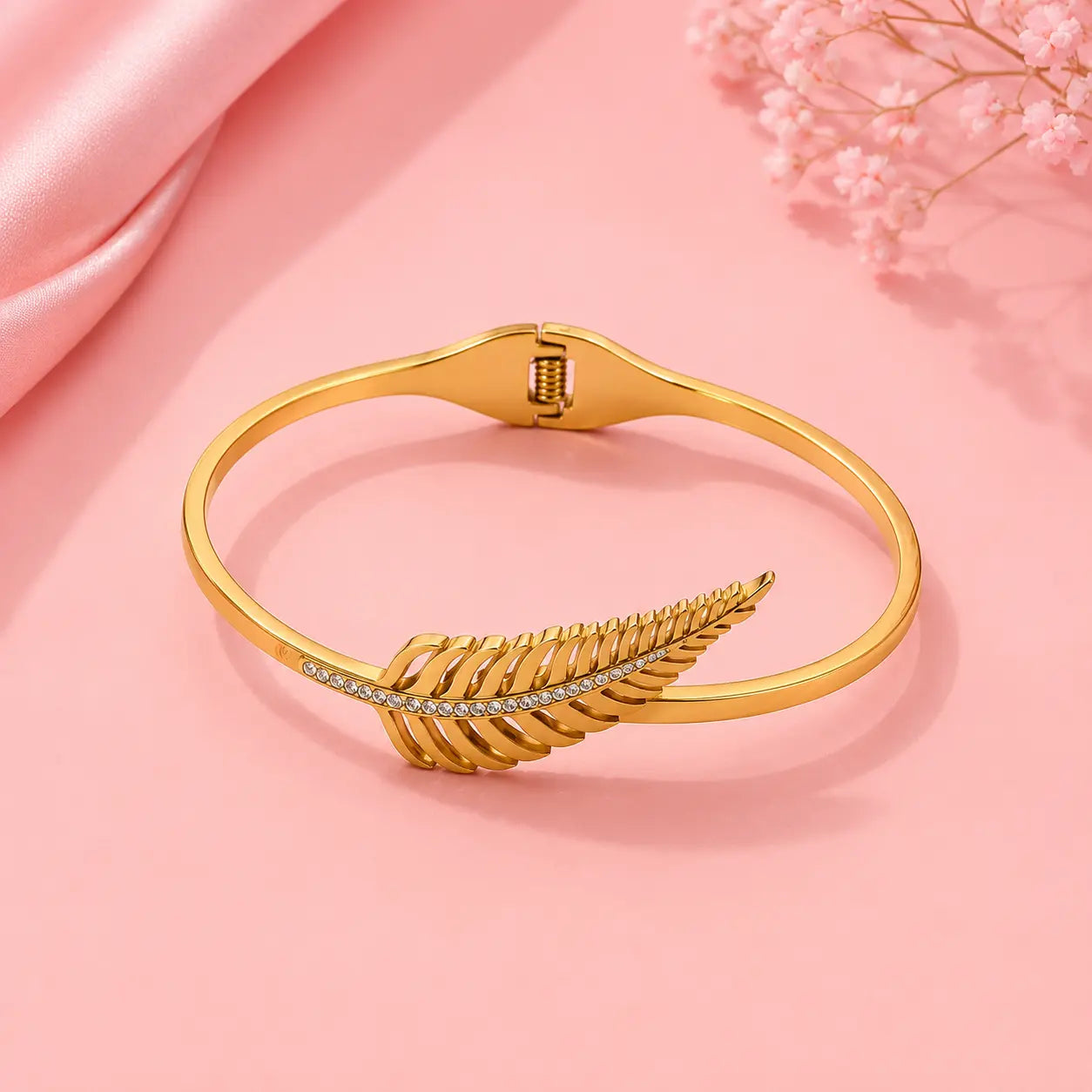 Feather Grace Crystal Bracelet – 18K Gold Plated | Tvayi