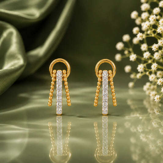 9KT Gold Lab Grown Diamond Hoop Drop Earrings