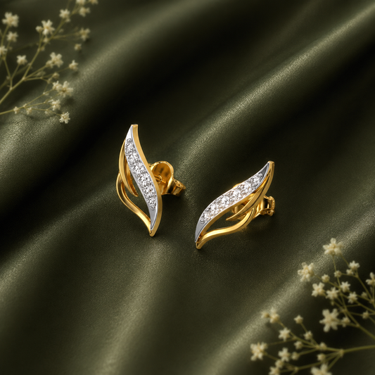 Aurora Leaf Lab-Grown Diamond Stud Earrings