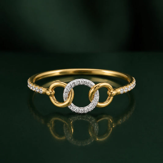 9KT Gold Interlocking Diamond Ring for Women | Lab Grown Diamond Ring | Elegant Gift for He
