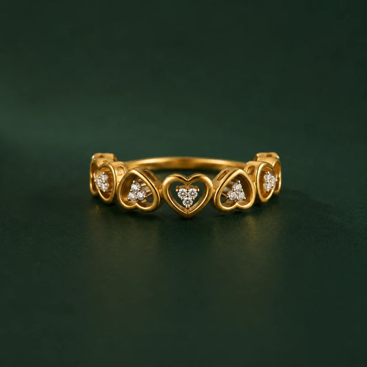 9KT Gold Heart Lab Grown Diamond Ring for Women | Elegant Love Band
