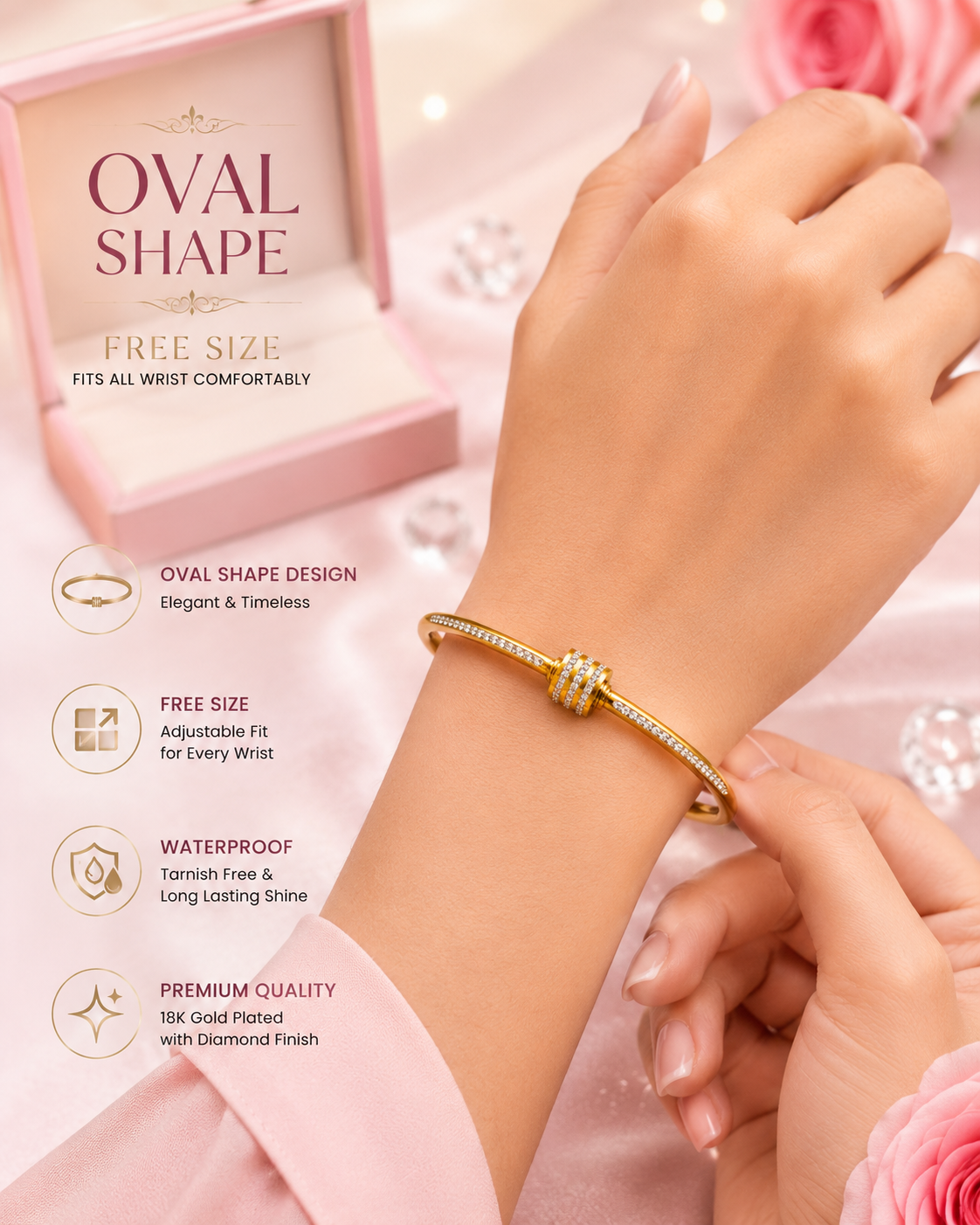 Aurora 18K Gold Plated Demi-Fine Bracelet | Waterproof Gold Vermeil Jewellery for Women | Tvayi