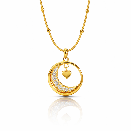 Golden crescent moon necklace