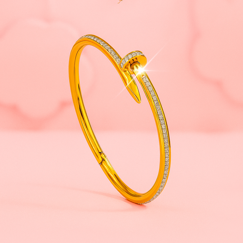 18K Gold Plated Nail Bangle – Demi-Fine Everyday Jewellery | Tvayi