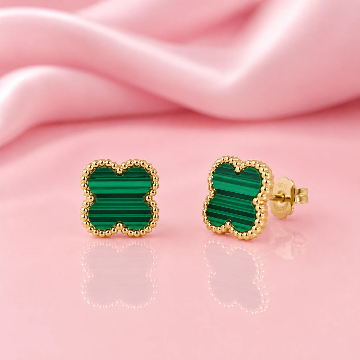 Emerald Clover 18K Gold Plated Stud Earrings – Premium Gifting Jewellery for Women | Tvayi