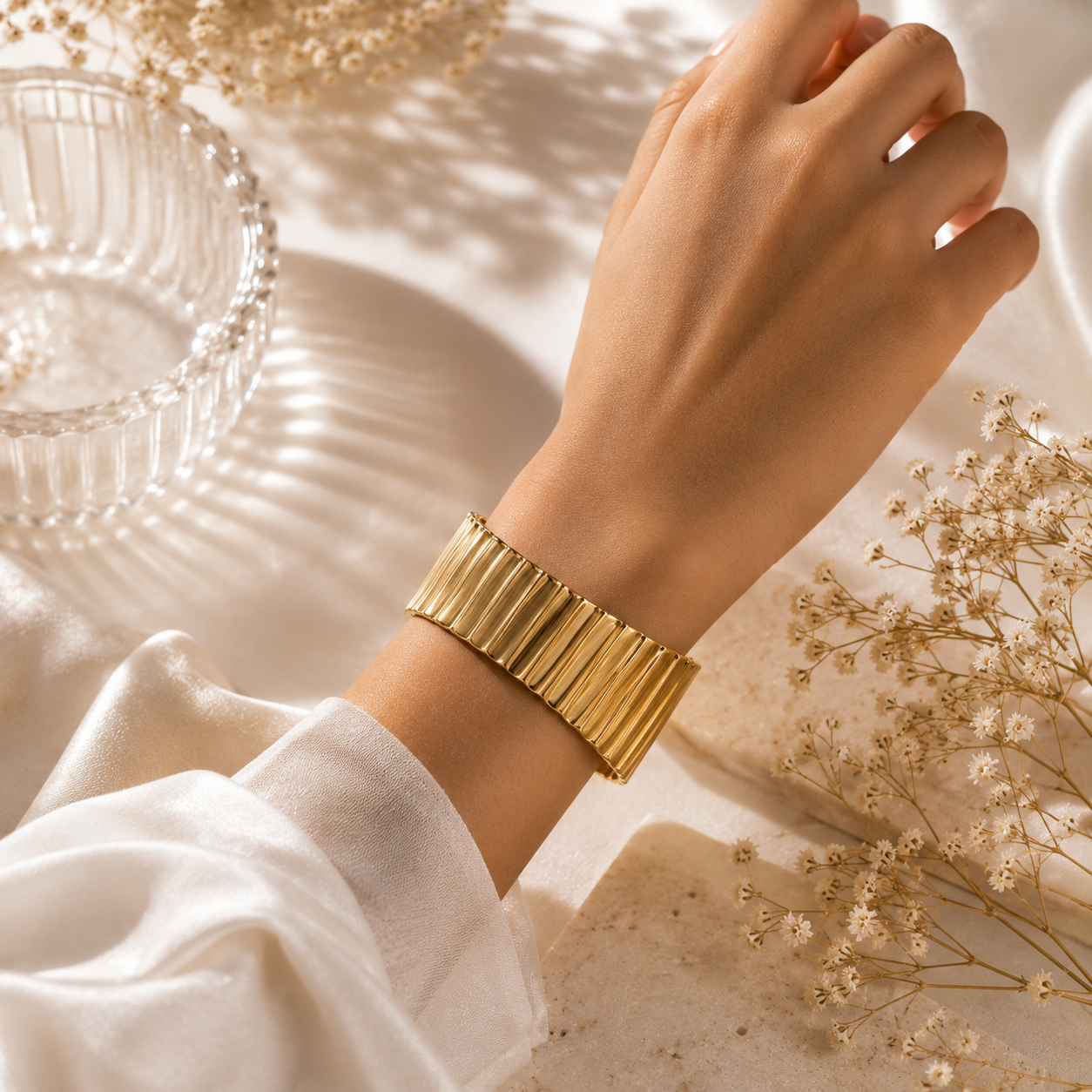 Golden Ribbed Cuff | Tvayi