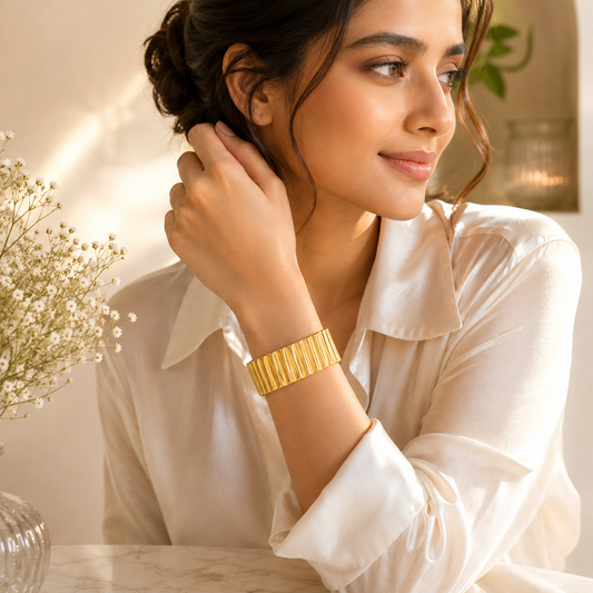 Golden Ribbed Cuff | Tvayi