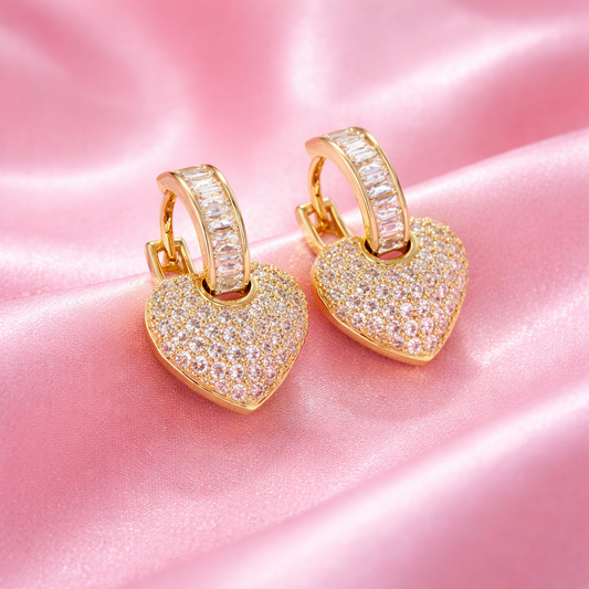 Heart Lock Zircon Hoop Earrings | 18K Gold Plated Demi-Fine Jewellery | Tvayi