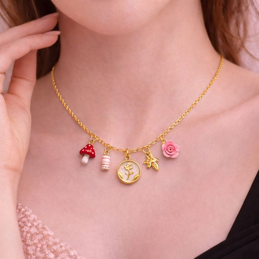 Candy Garden Charms – Gold Plated Necklace for Women | Demi-Fine Jewellery | Premium Charms Necklace | Tvayi