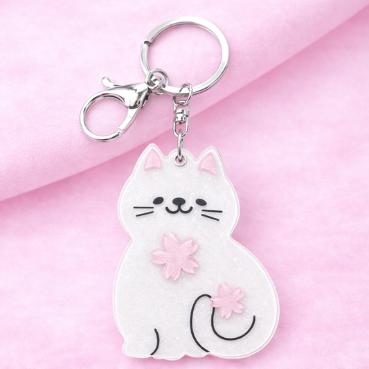 Tvayi Cute White Cat Keychain for Kids | Stylish & Aesthetic Keychain for Women | Tvayi