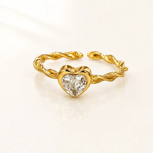 Amour Heart Adjustable Ring – 18K Gold Plated | Tvayi