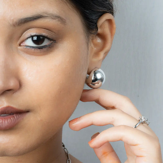 Chunky Teardrop Silver Plated Earrings Tvayi